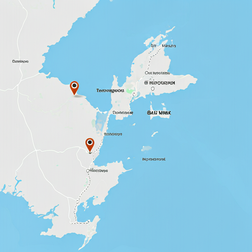 Simplified map overlay of Terengganu coastline with delivery route markers